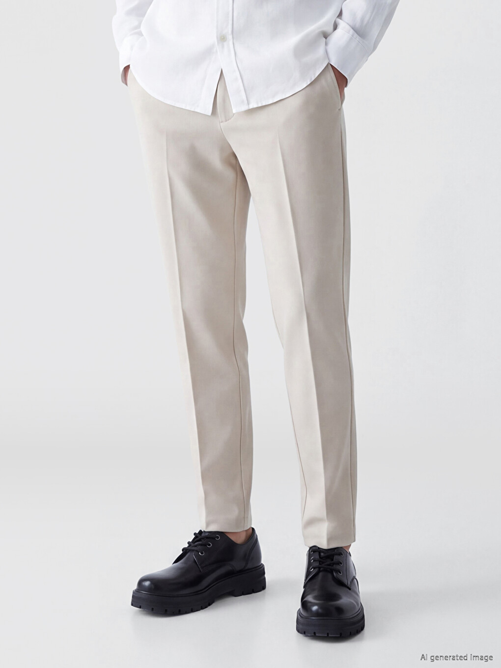 Bej Slim Fit Erkek Chino Pantolon