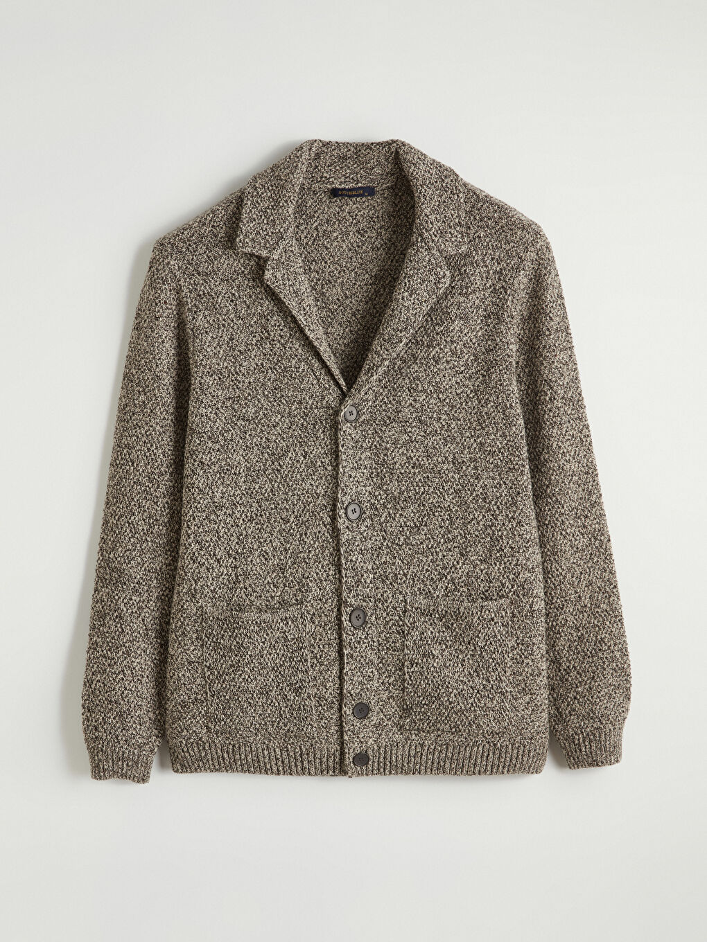 Kahverengi Standart Kalıp Ceket Yaka Erkek Triko Hırka