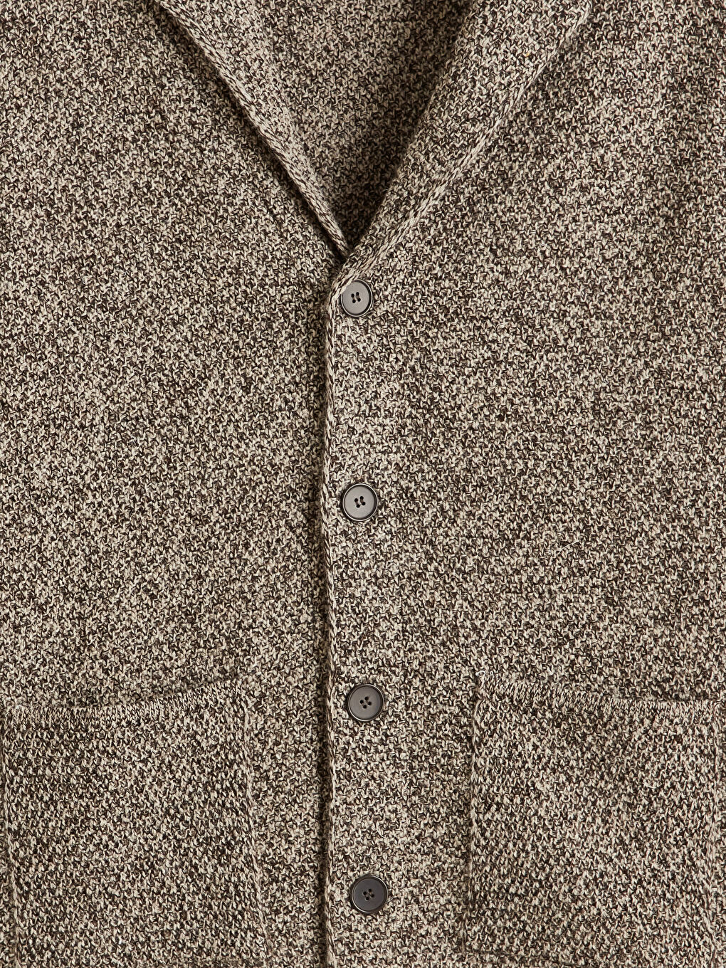 Kahverengi Standart Kalıp Ceket Yaka Erkek Triko Hırka-1