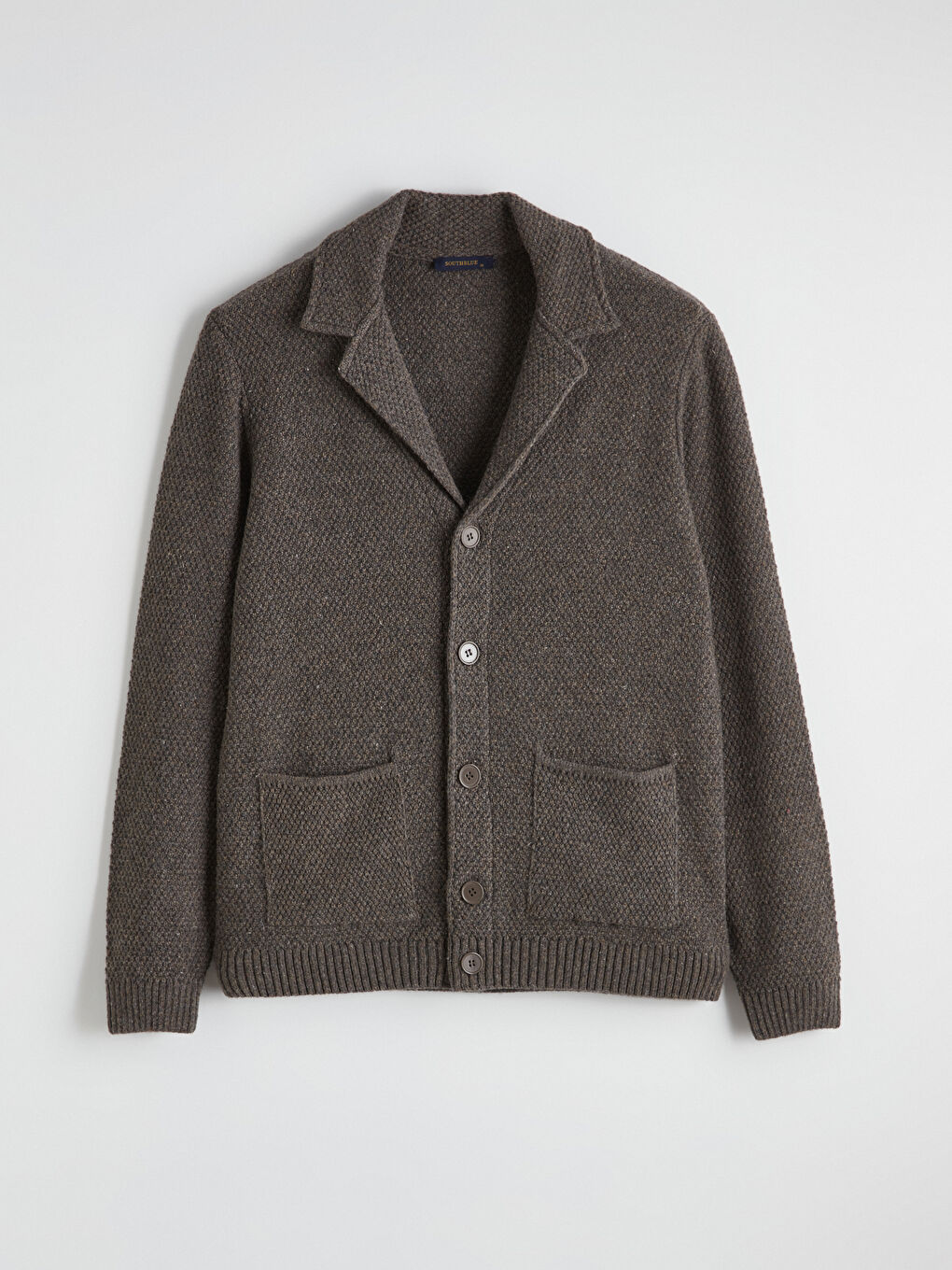 Bej Standart Kalıp Ceket Yaka Erkek Triko Hırka