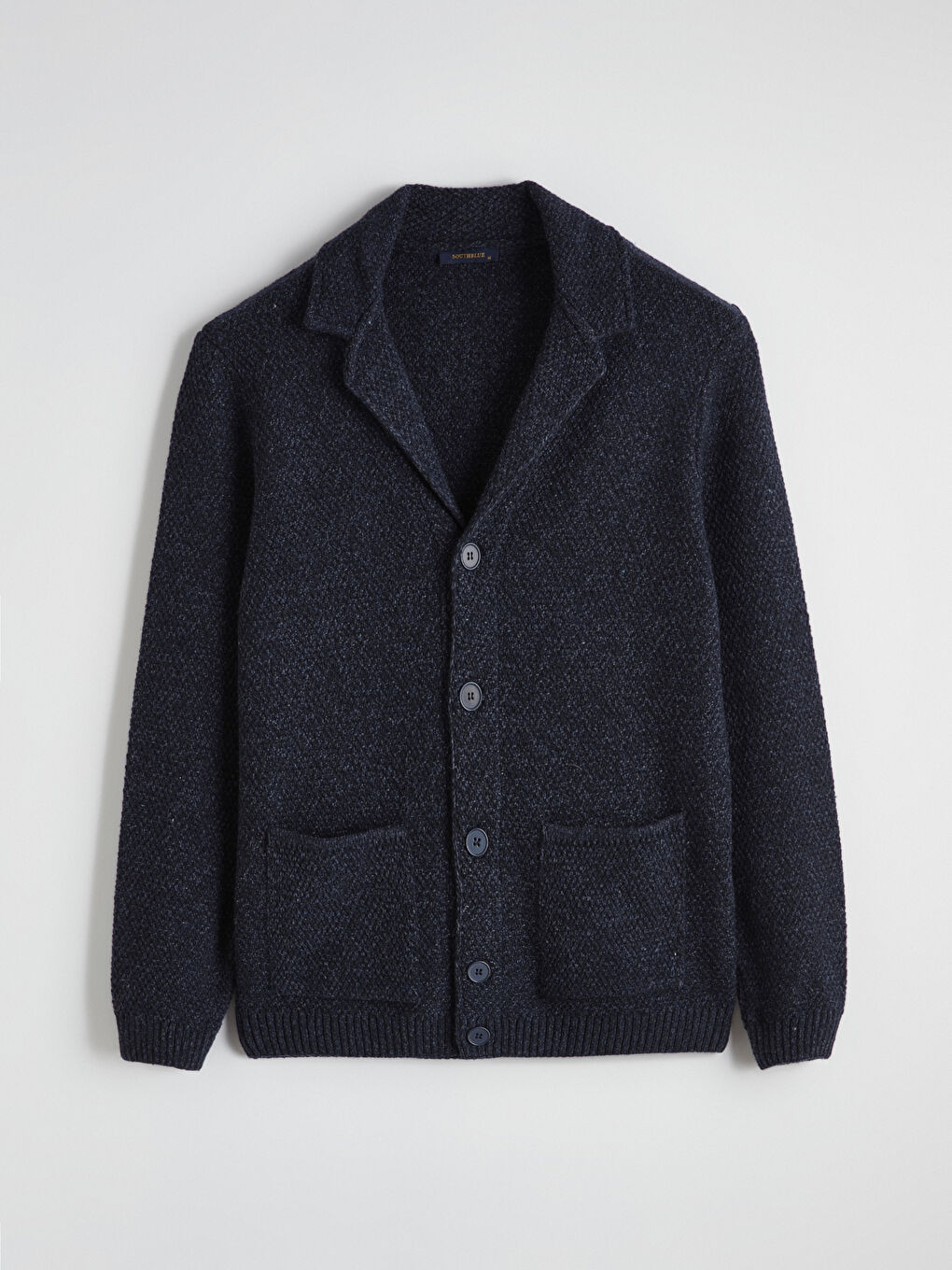 Lacivert Standart Kalıp Ceket Yaka Erkek Triko Hırka-4