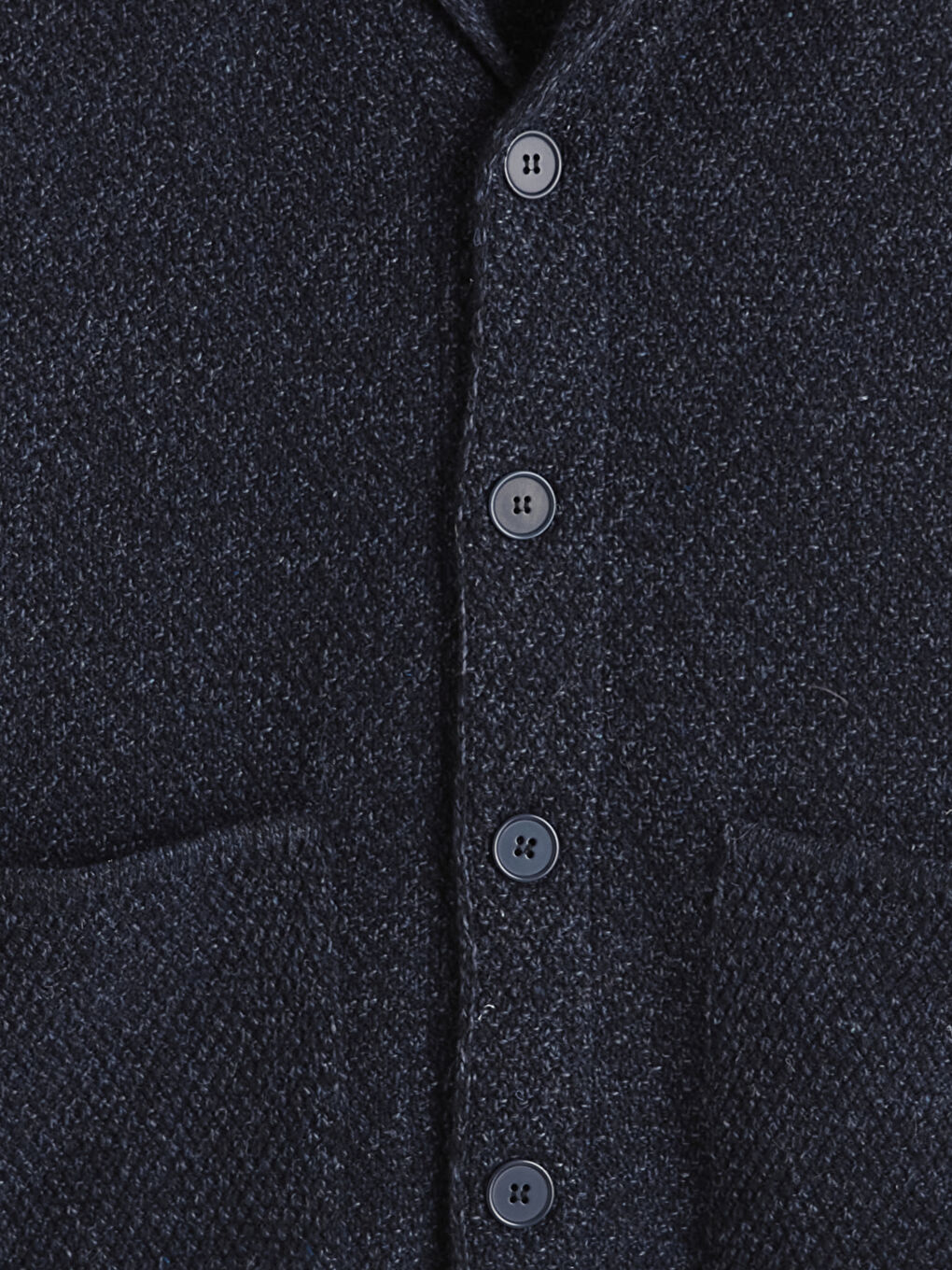Lacivert Standart Kalıp Ceket Yaka Erkek Triko Hırka-5