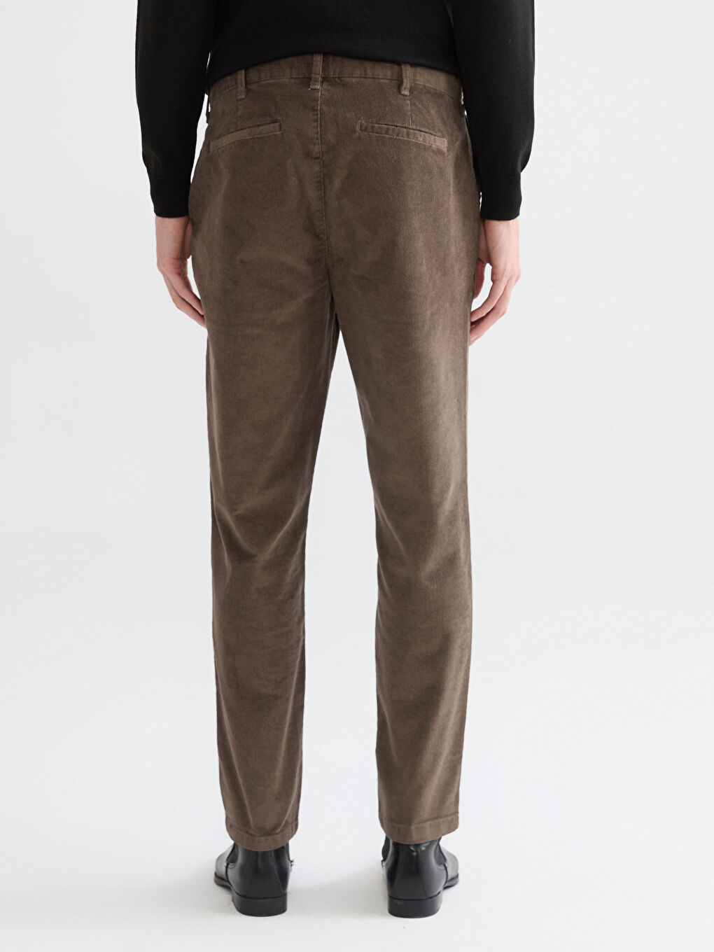 Kahverengi Standart Kalıp Kadife Erkek Pantolon-3