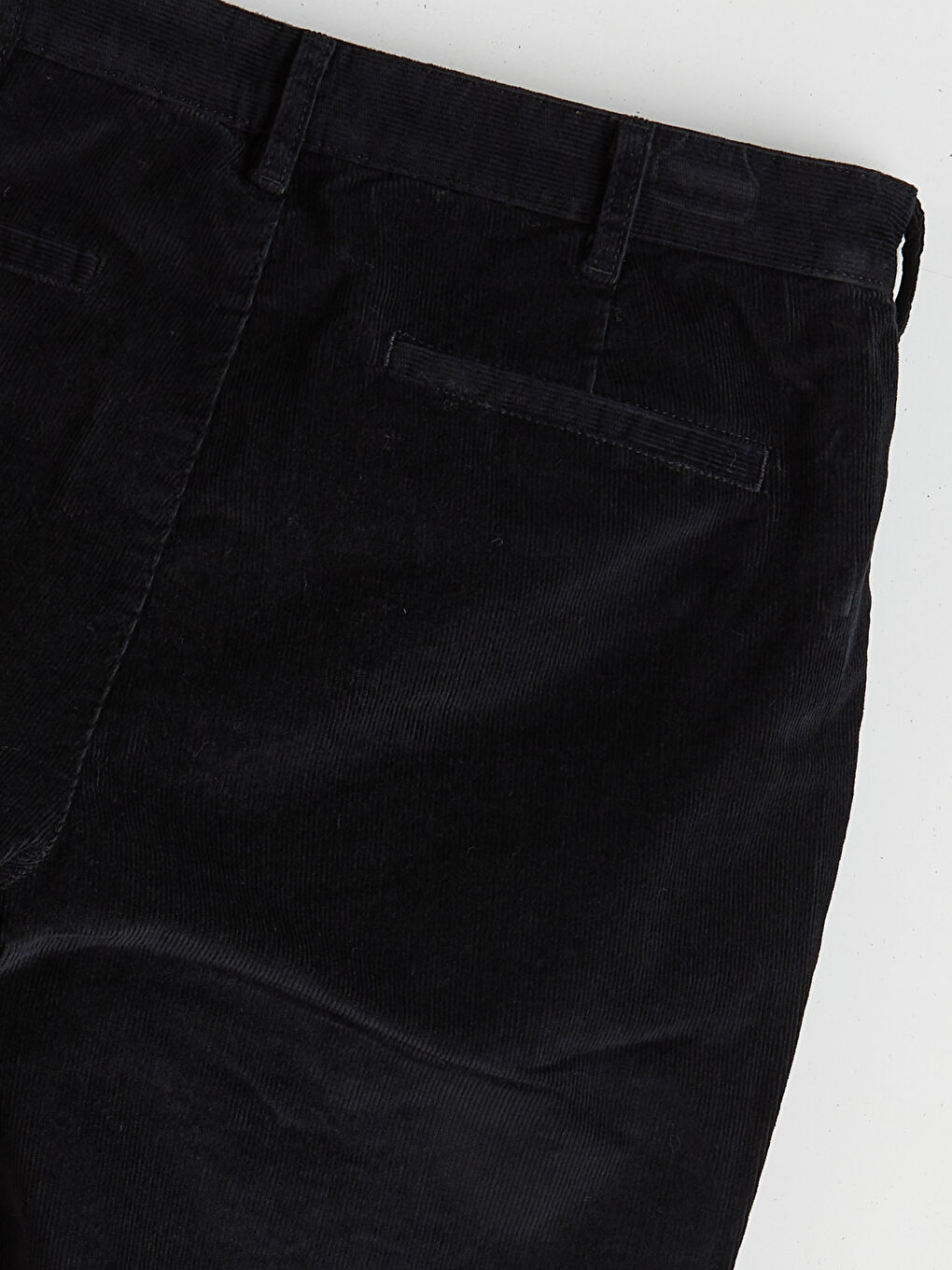 Siyah Standart Kalıp Kadife Erkek Pantolon-1