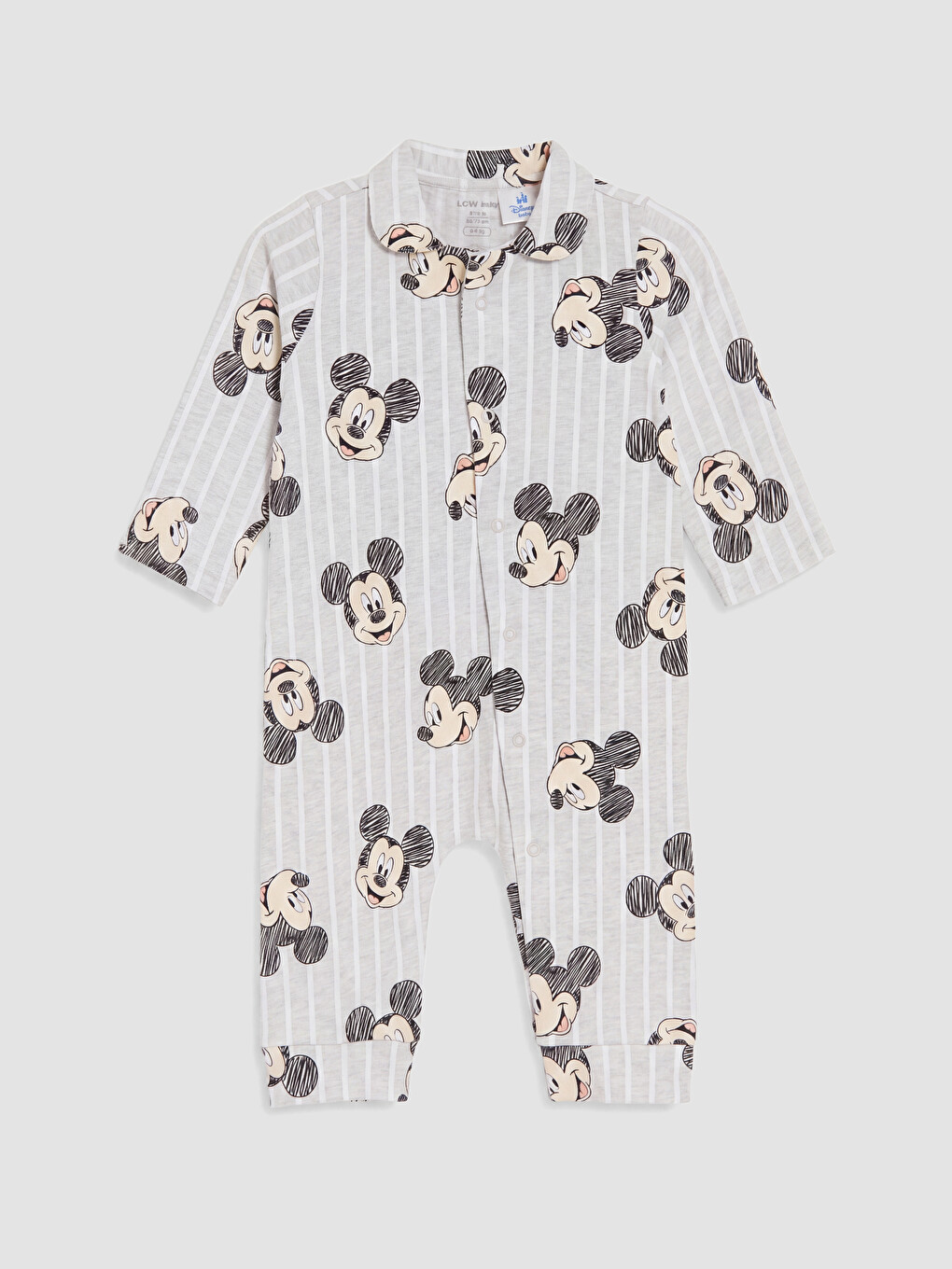 Gri Mickey Mouse Baskılı Erkek Bebek Tulum