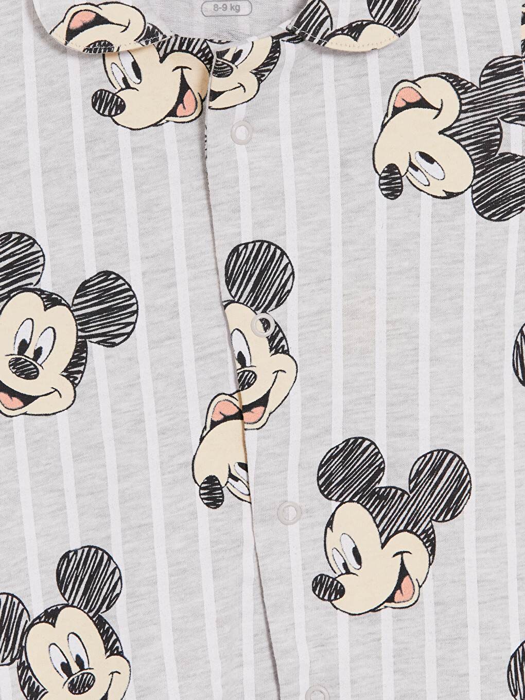 Gri Mickey Mouse Baskılı Erkek Bebek Tulum-1