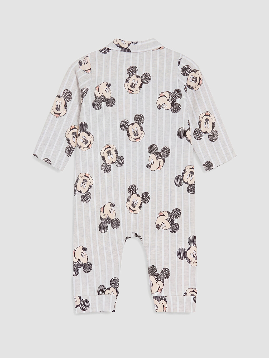 Gri Mickey Mouse Baskılı Erkek Bebek Tulum-2