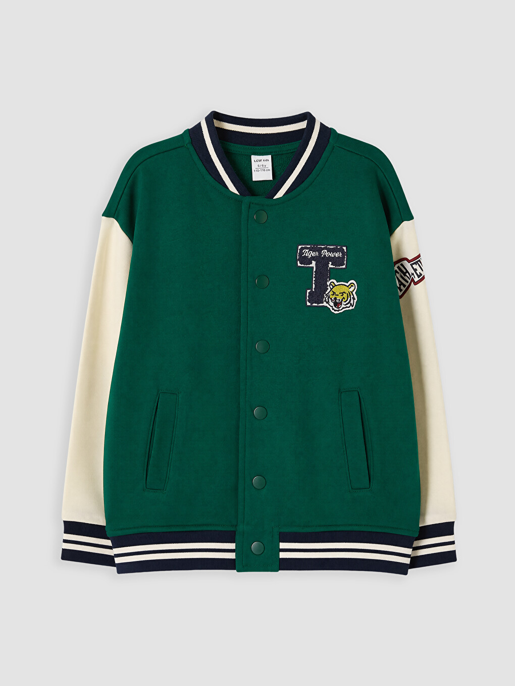 Baseball Collar Embroidered Boys' 3 Thread Cardigan