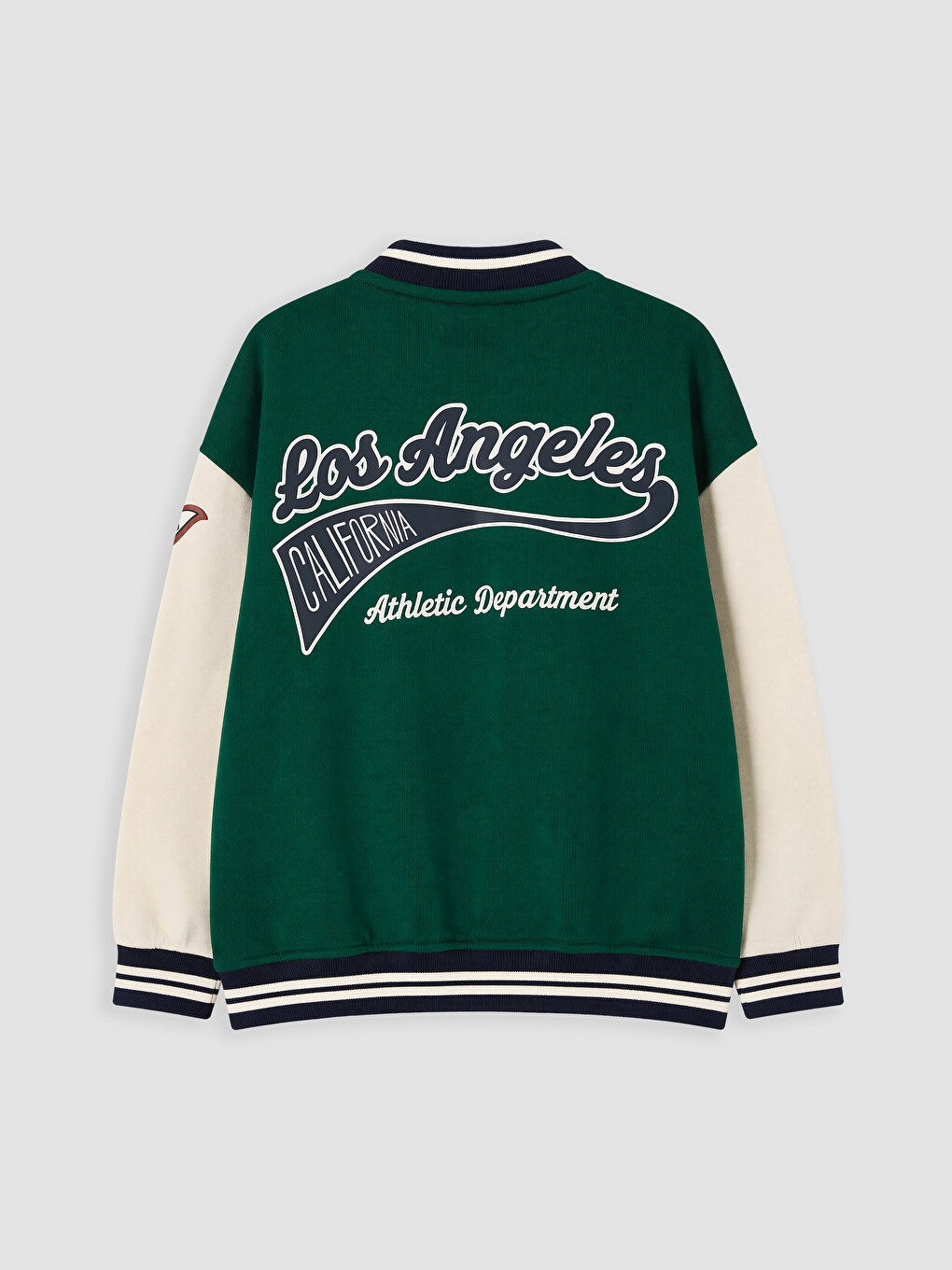 Baseball Collar Embroidered Boys' 3 Thread Cardigan-2