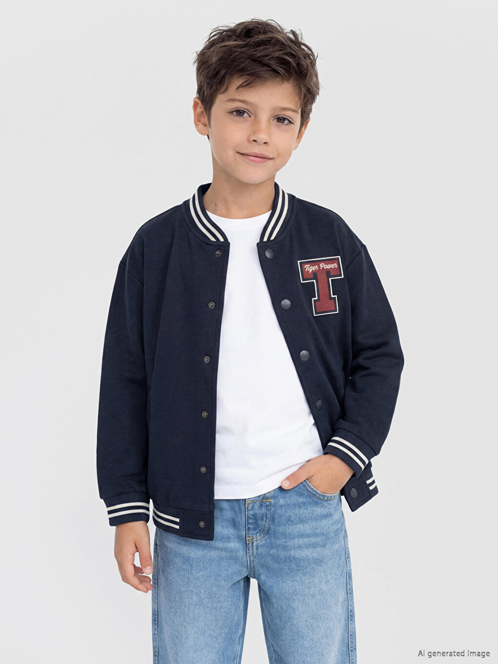 Baseball Collar Boys' Cardigan