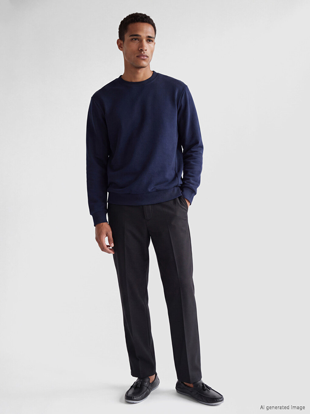 Crew Neck Men's Thick Sweatshirt-1