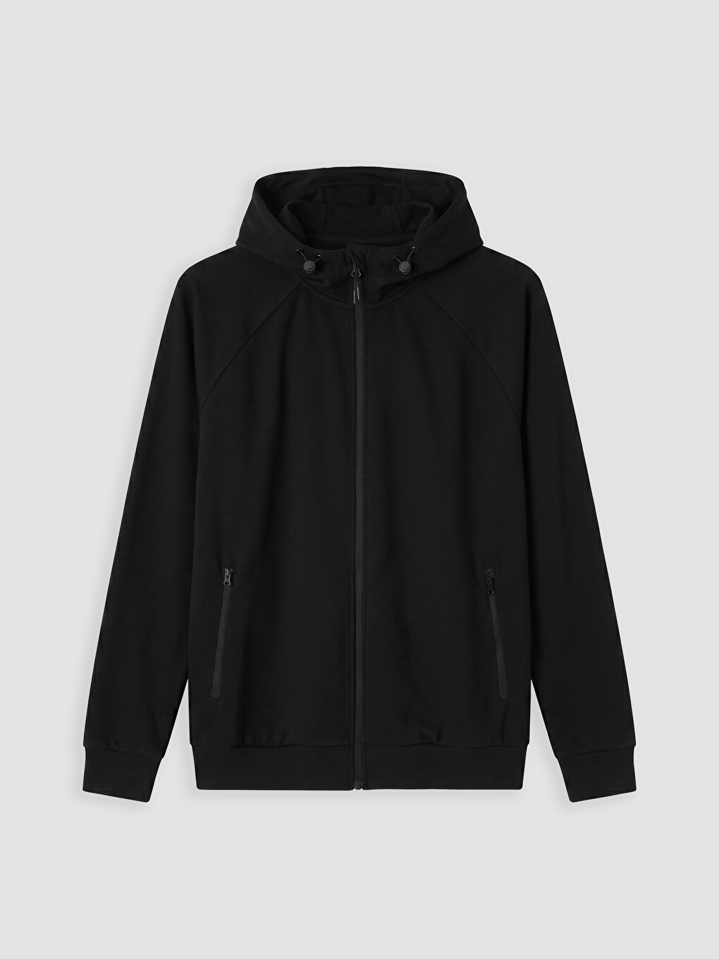 Siyah Kapüşonlu Erkek Fermuarlı Sweatshirt-4
