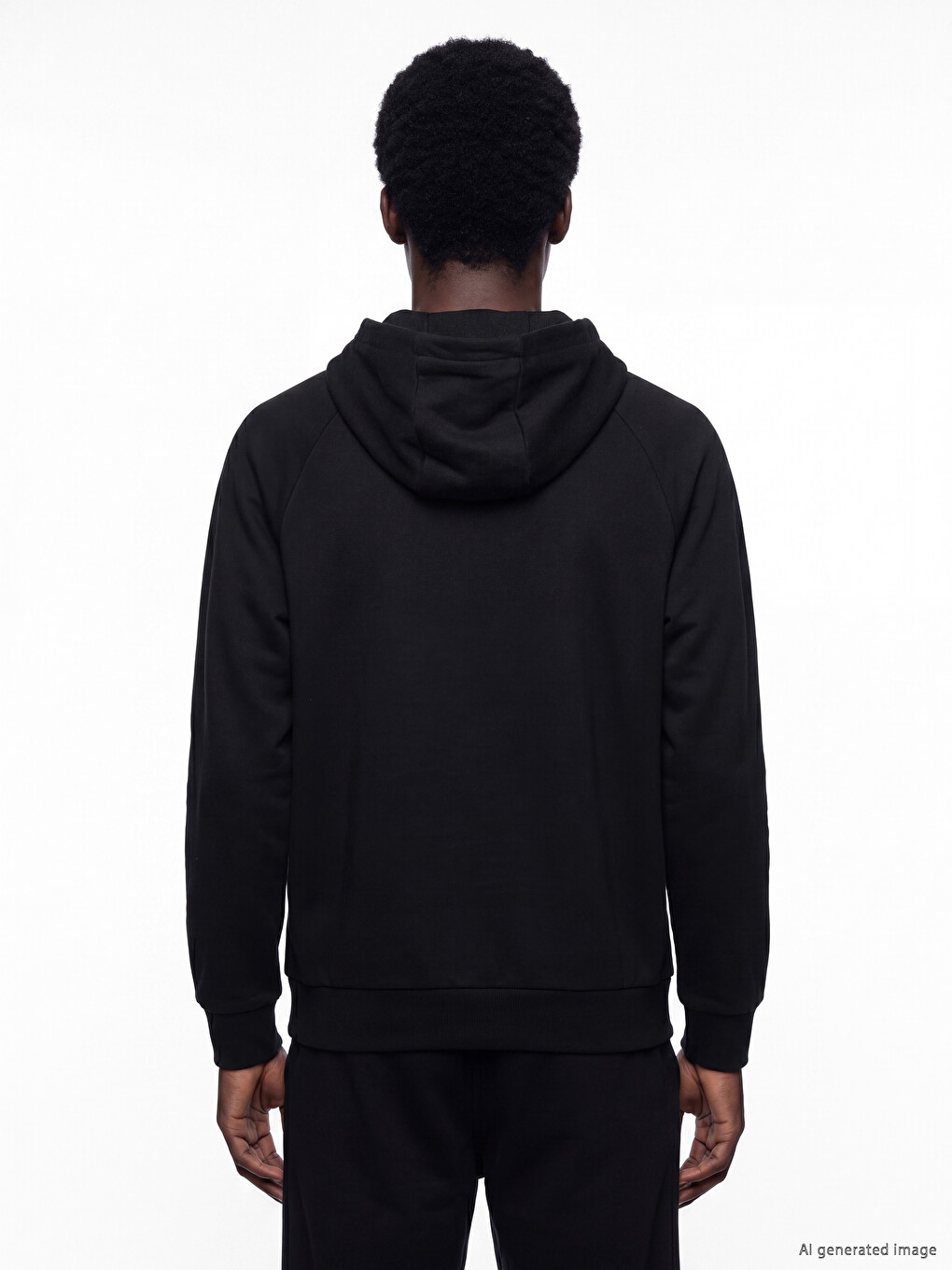 Siyah Kapüşonlu Erkek Fermuarlı Sweatshirt-3