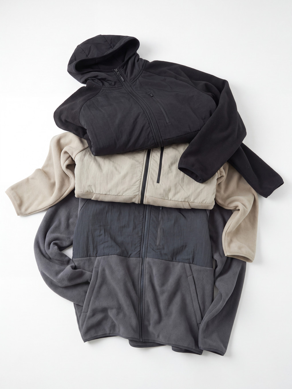 Gri Kapüşonlu Erkek Polar Fermuarlı Sweatshirt-2