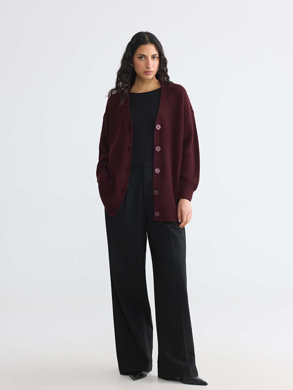 V Neck Women's Knitwear Cardigan-3