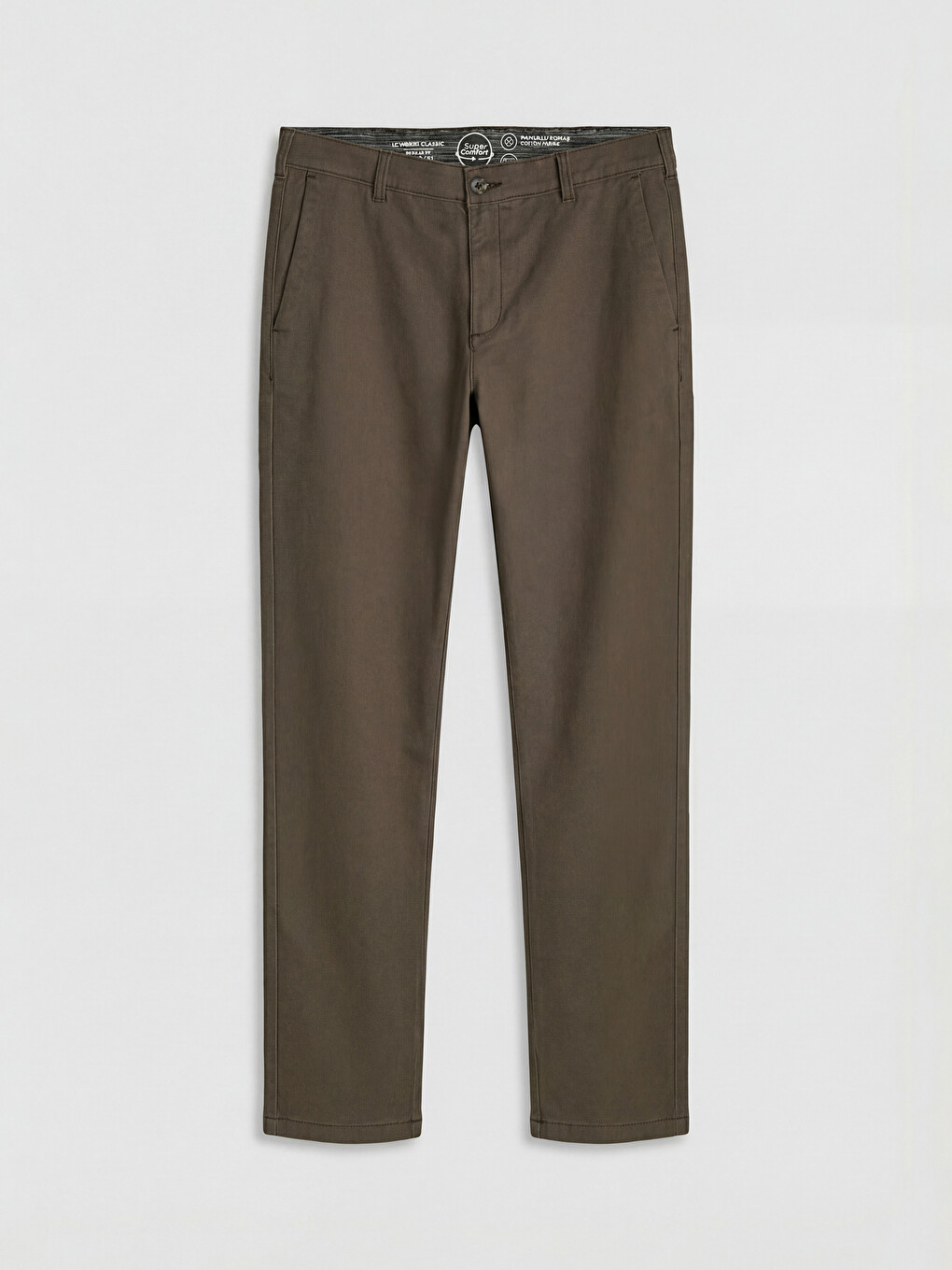 Kahverengi Regular Fit Gabardin Erkek Chino Pantolon-4