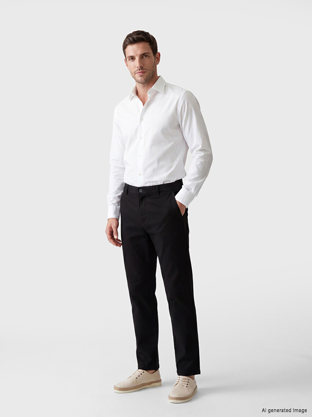 Siyah Regular Fit Gabardin Erkek Chino Pantolon