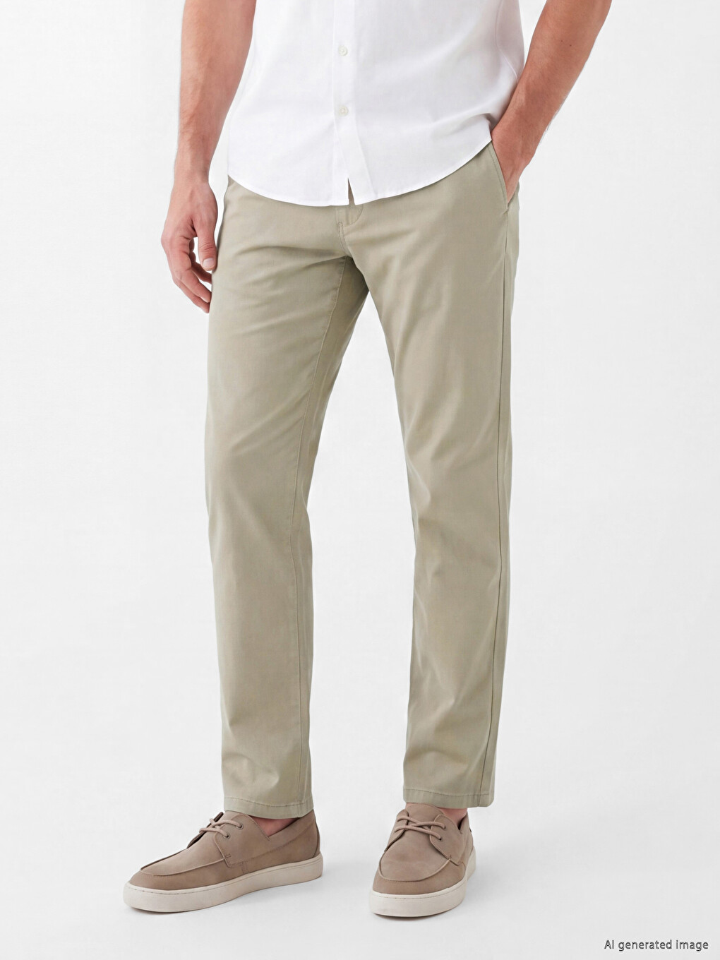 Bej Regular Fit Gabardin Erkek Chino Pantolon-1