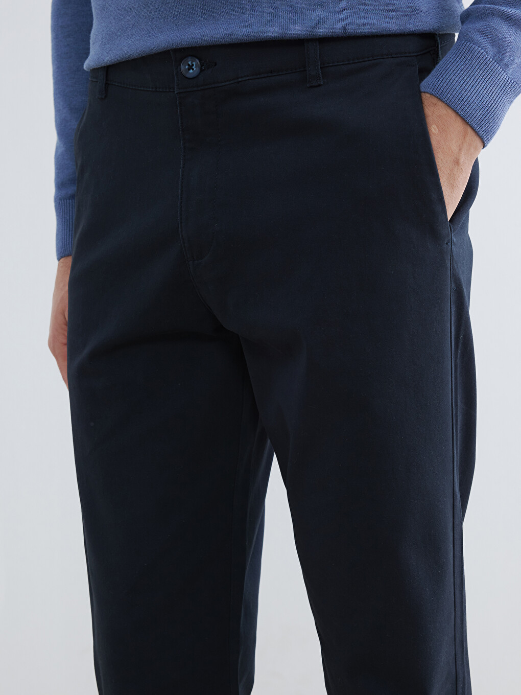 Lacivert Regular Fit Gabardin Erkek Chino Pantolon-2