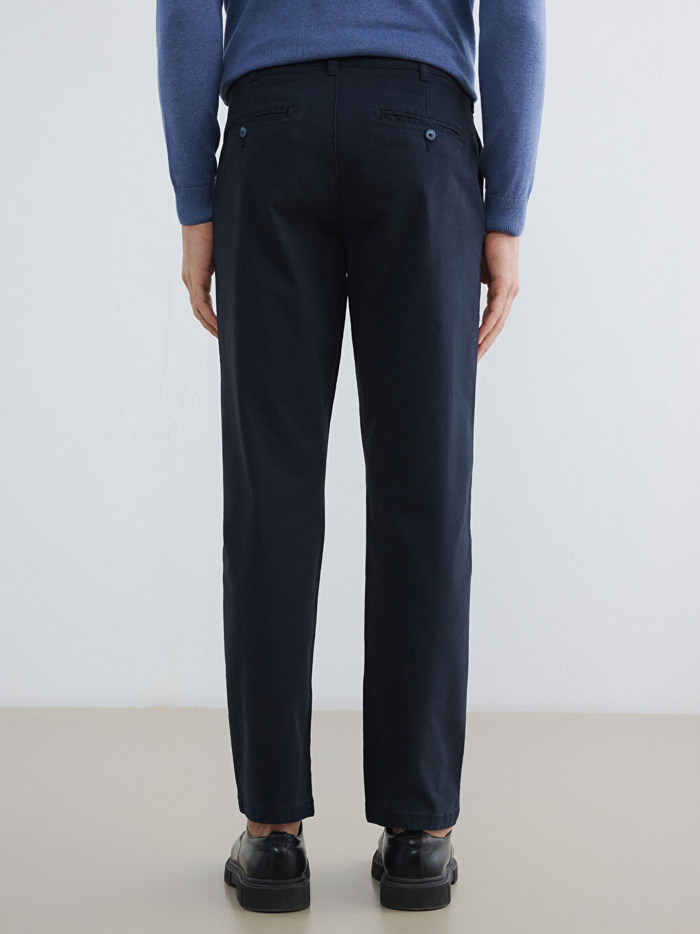 Lacivert Regular Fit Gabardin Erkek Chino Pantolon-3