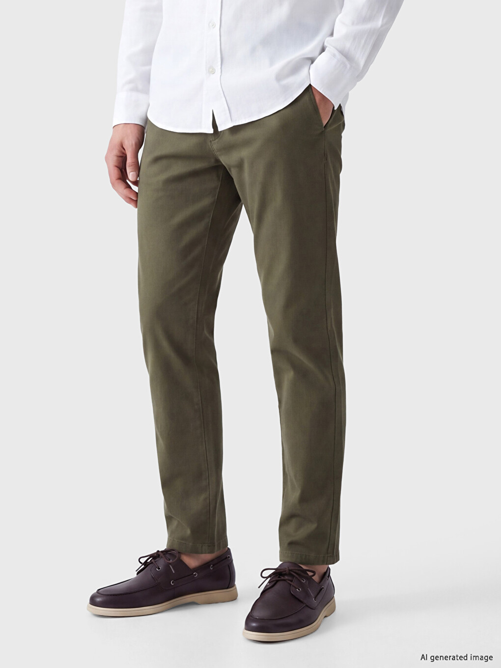 Haki Regular Fit Gabardin Erkek Chino Pantolon-1