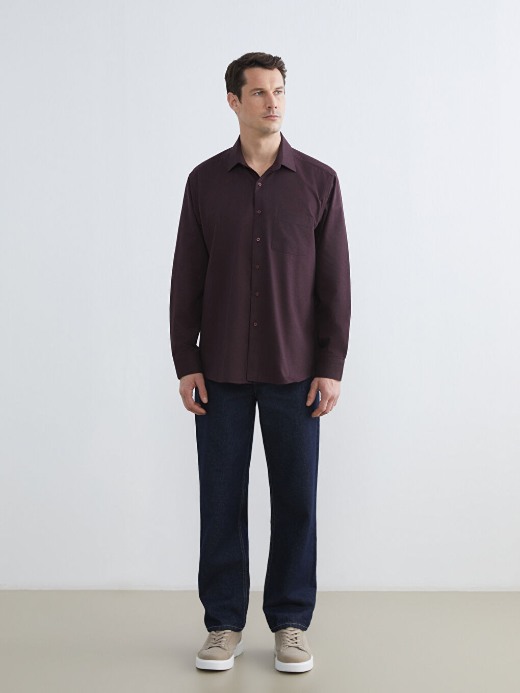 Bordo Regular Fit Erkek Gömlek	-1