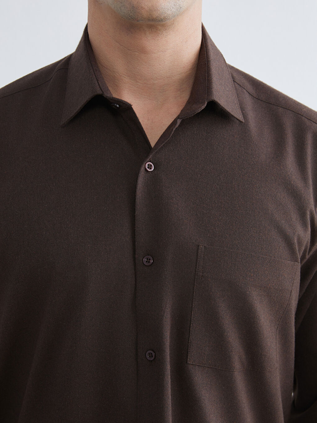 Kahverengi Regular Fit Erkek Gömlek	-2