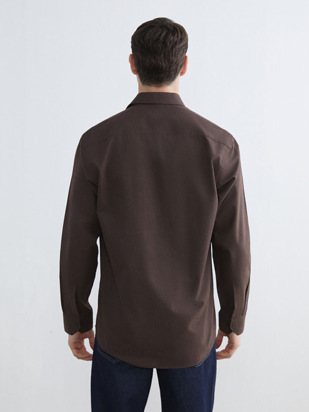 Kahverengi Regular Fit Erkek Gömlek	-3