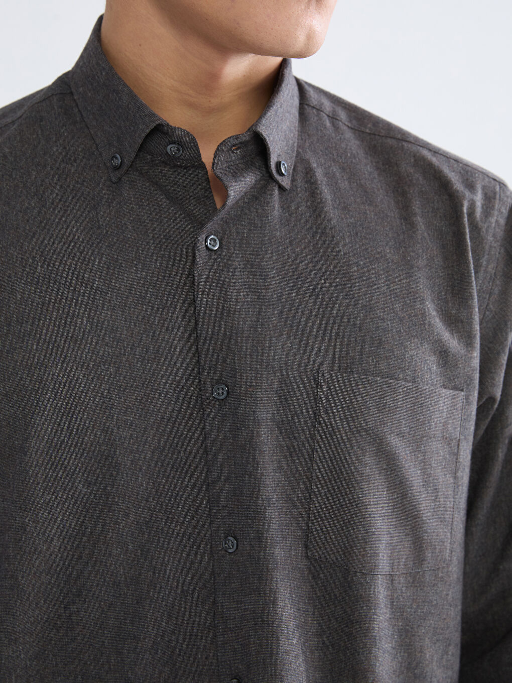 Kahverengi Regular Fit Gabardin Erkek Gömlek-2