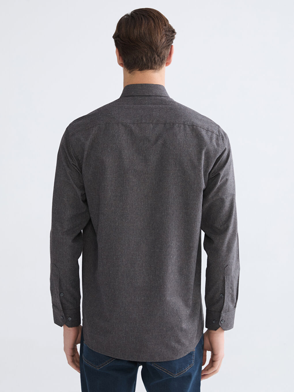 Kahverengi Regular Fit Gabardin Erkek Gömlek-3