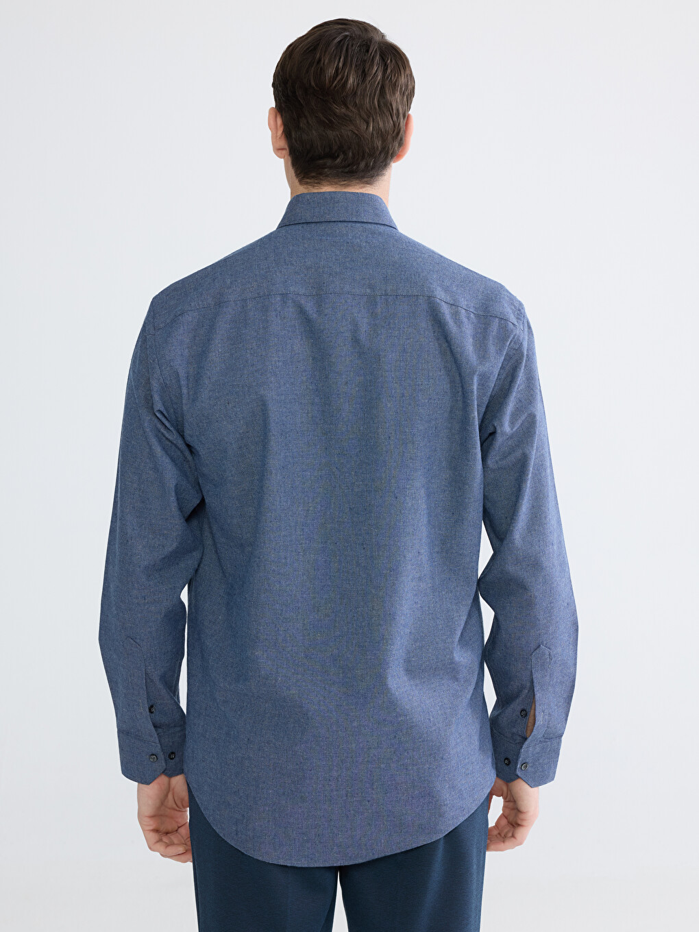 Lacivert Regular Fit Gabardin Erkek Gömlek-2