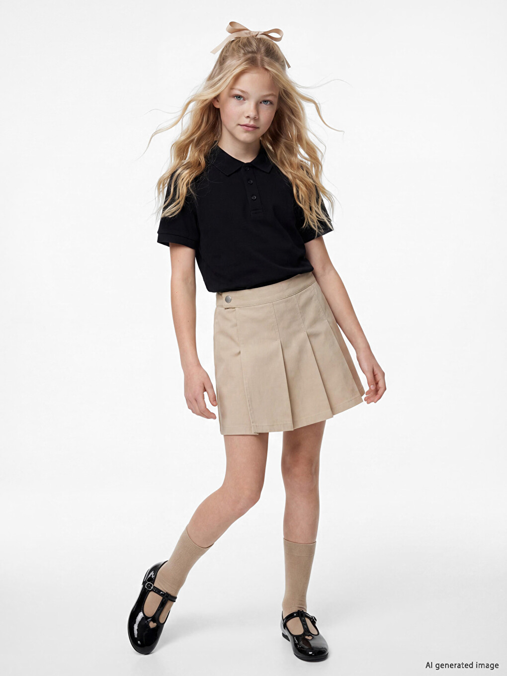 Girls' Pleated Twill Skort