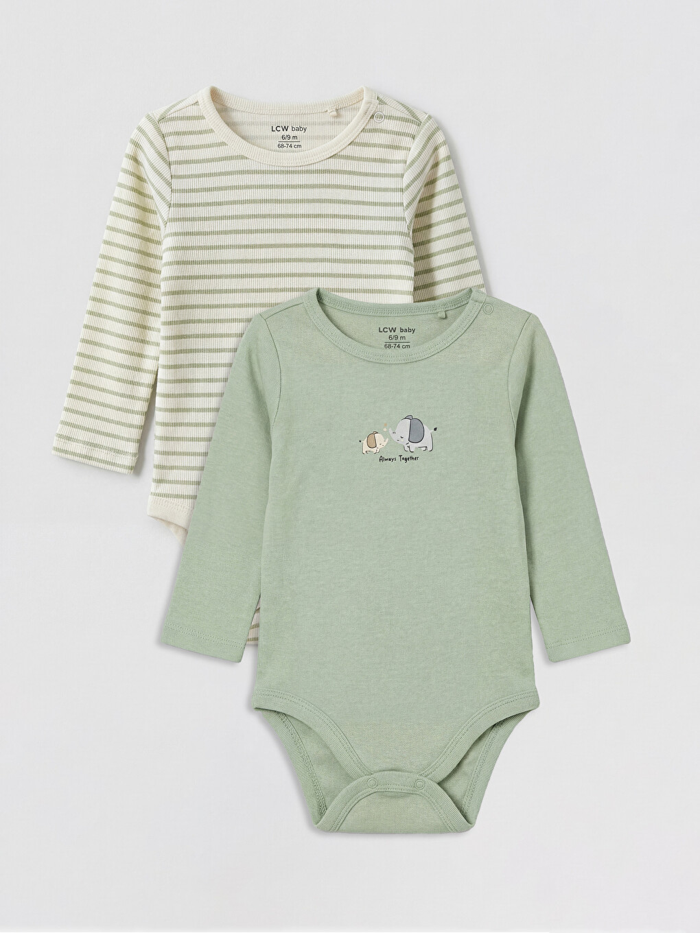 Yeşil Bisiklet Yaka Baskılı Erkek Bebek Çıtçıtlı Body 2'li