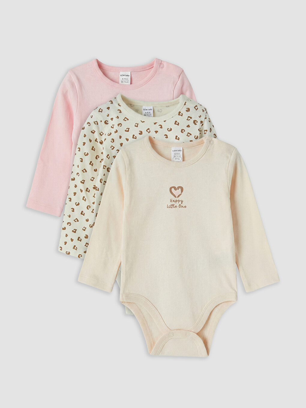 Bisiklet Yaka Baskılı Kız Bebek 3'lü Çıtçıtlı Body