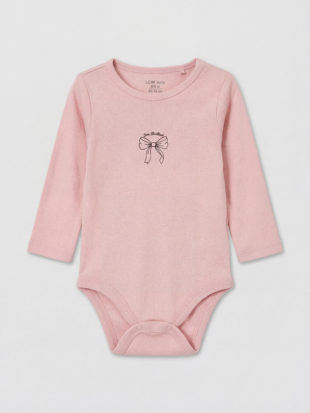 Pembe Bisiklet Yaka Baskılı Kız Bebek Çıtçıtlı Body