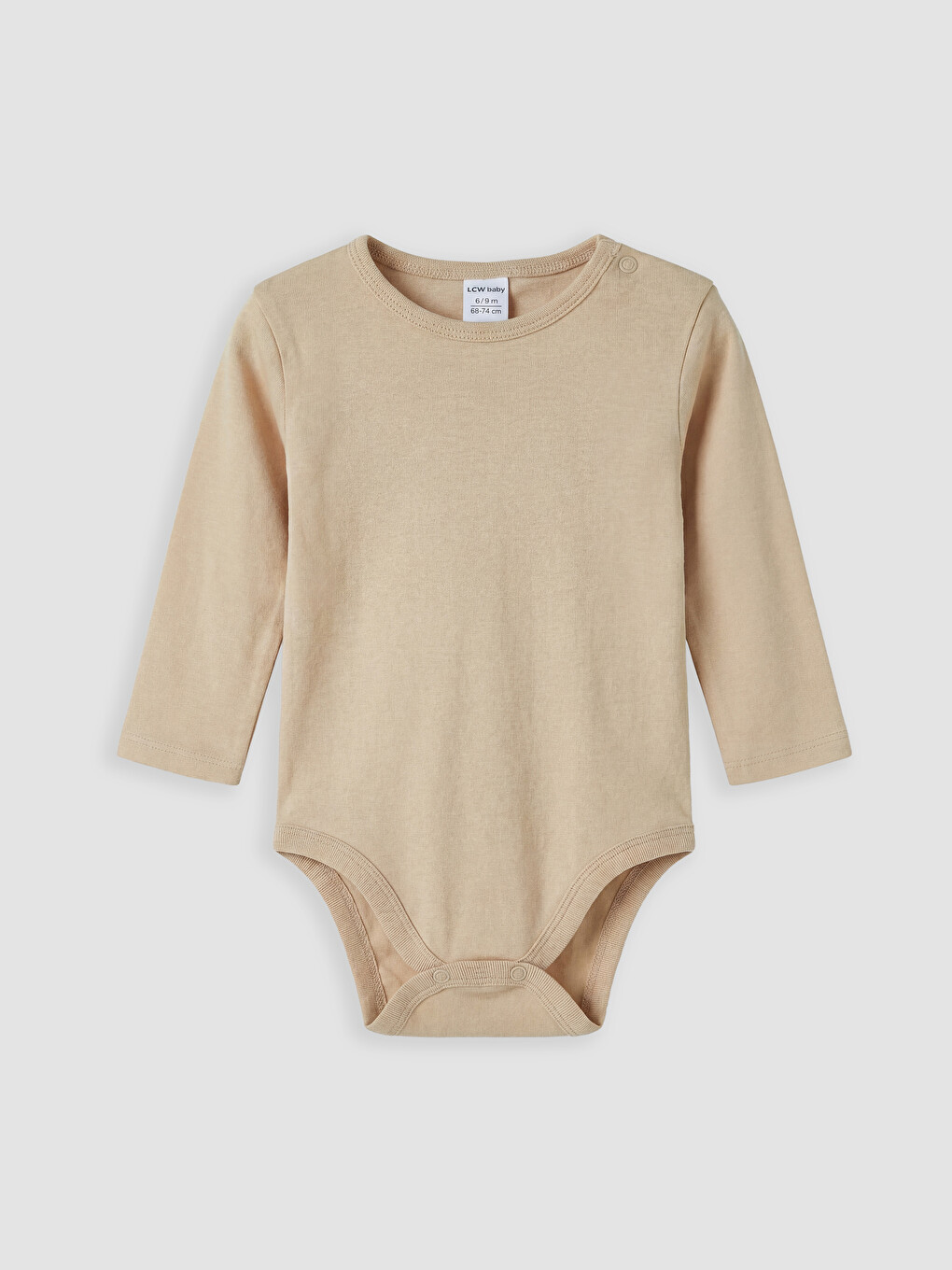 Bej Bisiklet Yaka Erkek Bebek Çıtçıtlı Body