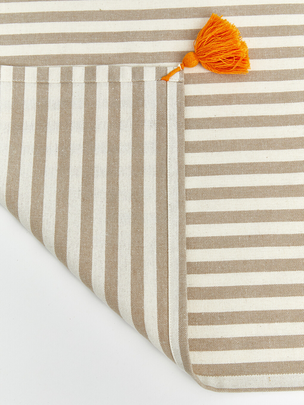 Striped Embroidered Tasseled Tablecloth 90x90 Cm-2