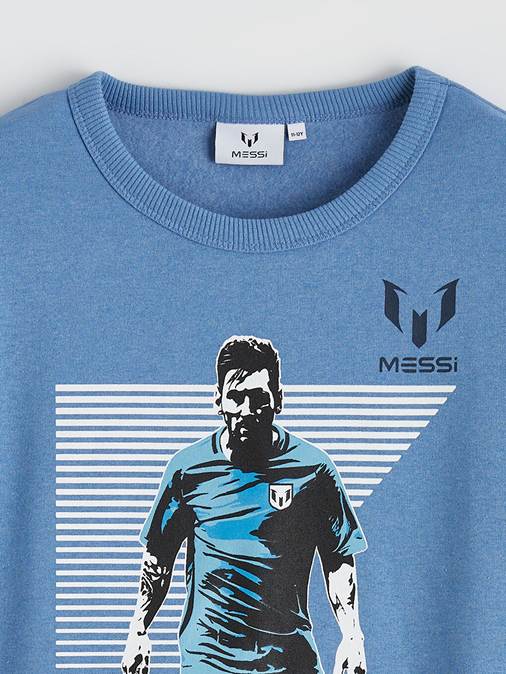 Mavi Messi Baskılı Erkek Çocuk Kalın Sweatshirt-1