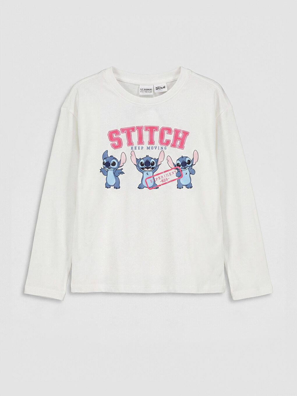 Ekru Stitch Baskılı Kız Çocuk Pijama Takım-1