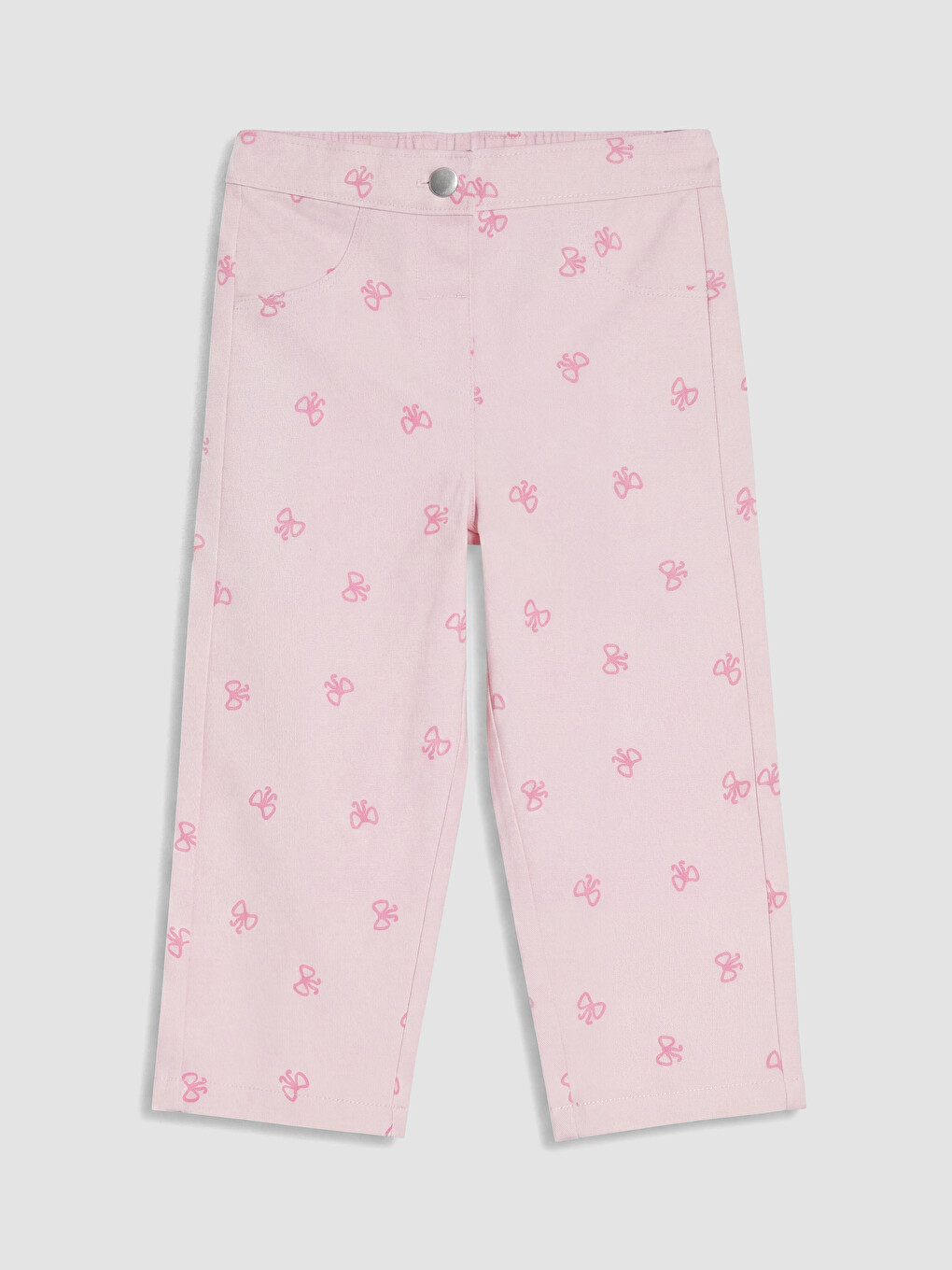 Pembe Kız Bebek Desenli Gabardin Pantolon