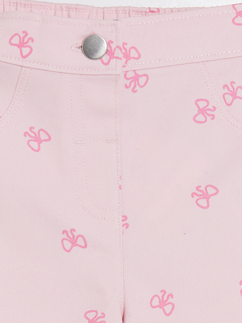 Pembe Kız Bebek Desenli Gabardin Pantolon-1