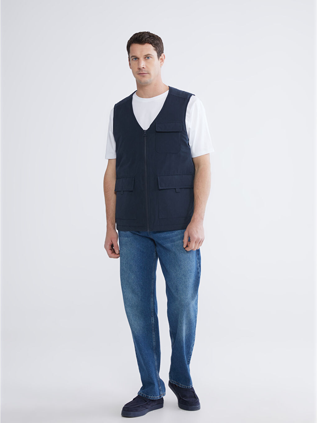 Lacivert Standart Kalıp Erkek Yelek-1