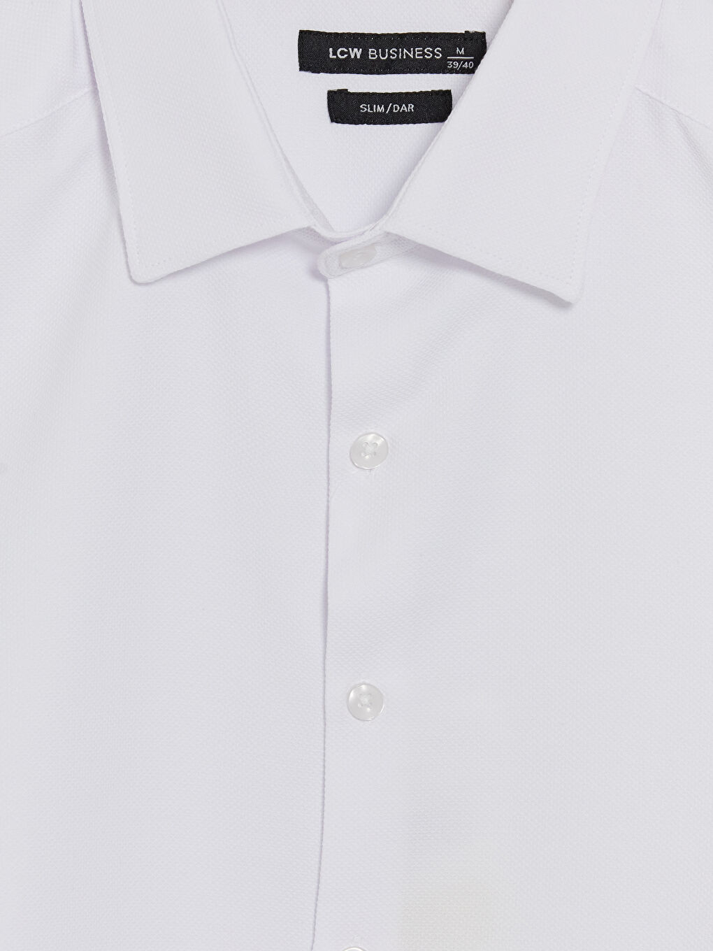 Beyaz Slim Fit Armürlü Erkek Gömlek-6