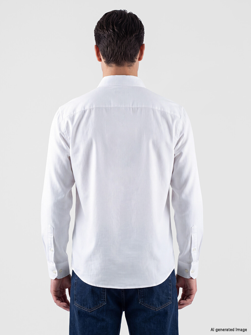 Beyaz Slim Fit Armürlü Erkek Basic Gömlek-3
