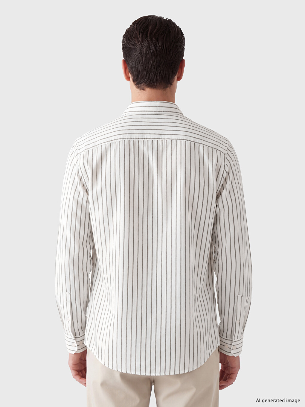 Kahverengi Slim Fit Çizgili Erkek Gömlek-2