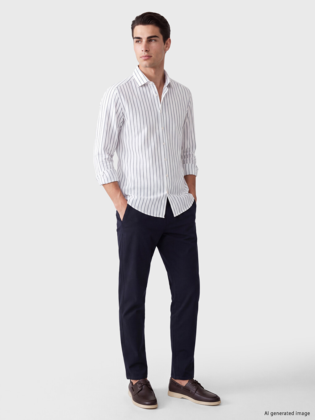 Cămașă Bărbătească Slim Fit Cu Dungi-1