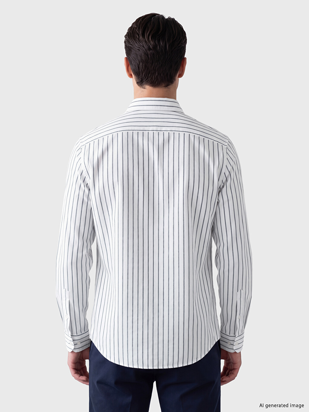 Cămașă Bărbătească Slim Fit Cu Dungi-2
