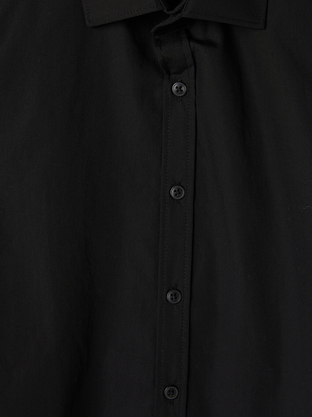 Siyah Slim Fit Poplin Erkek Gömlek-4