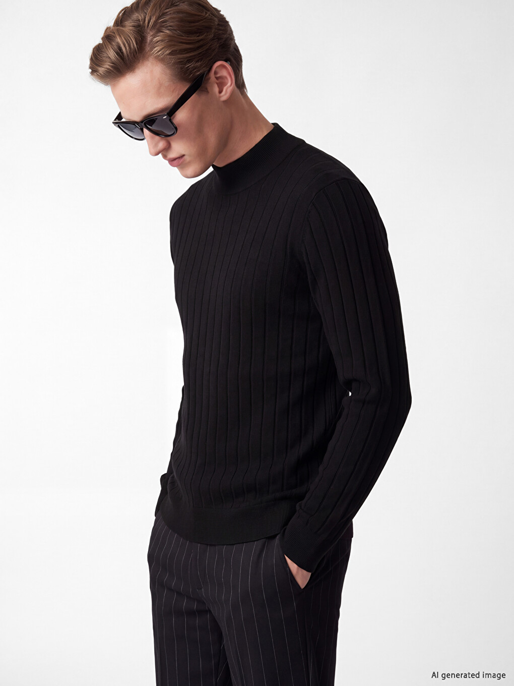 Mock Neck Men's Knitwear Sweater