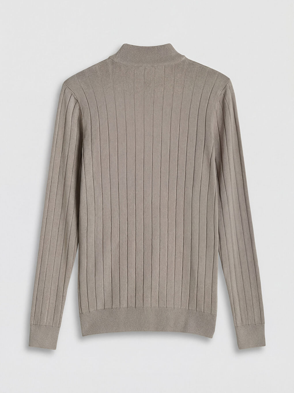 Bej Yarım Balıkçı Yaka Çizgili Erkek Triko Kazak-1